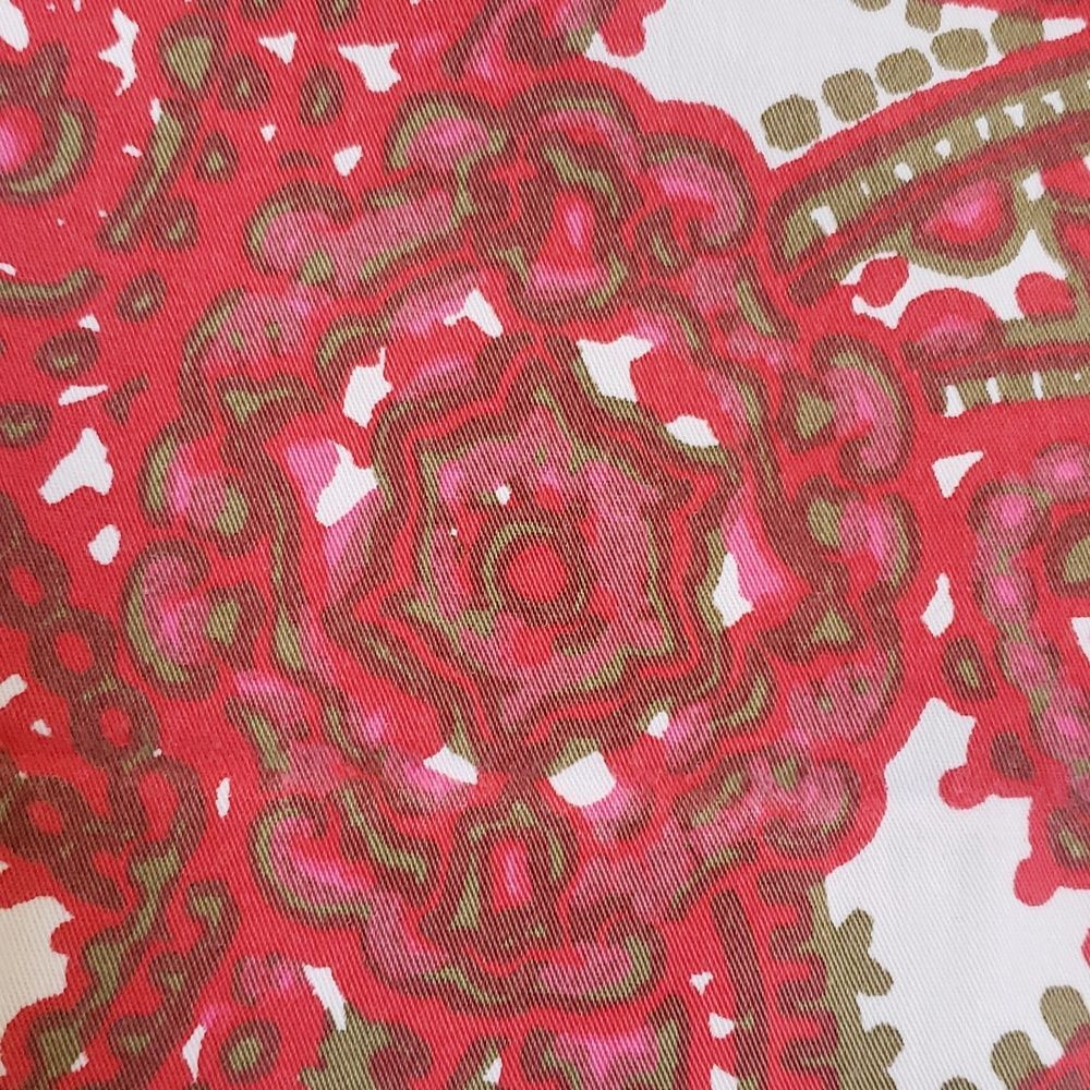 Vintage J.Crew Paisley Cotton Mini Skirt Red Pink Size 2 Pockets - Picture 11 of 13